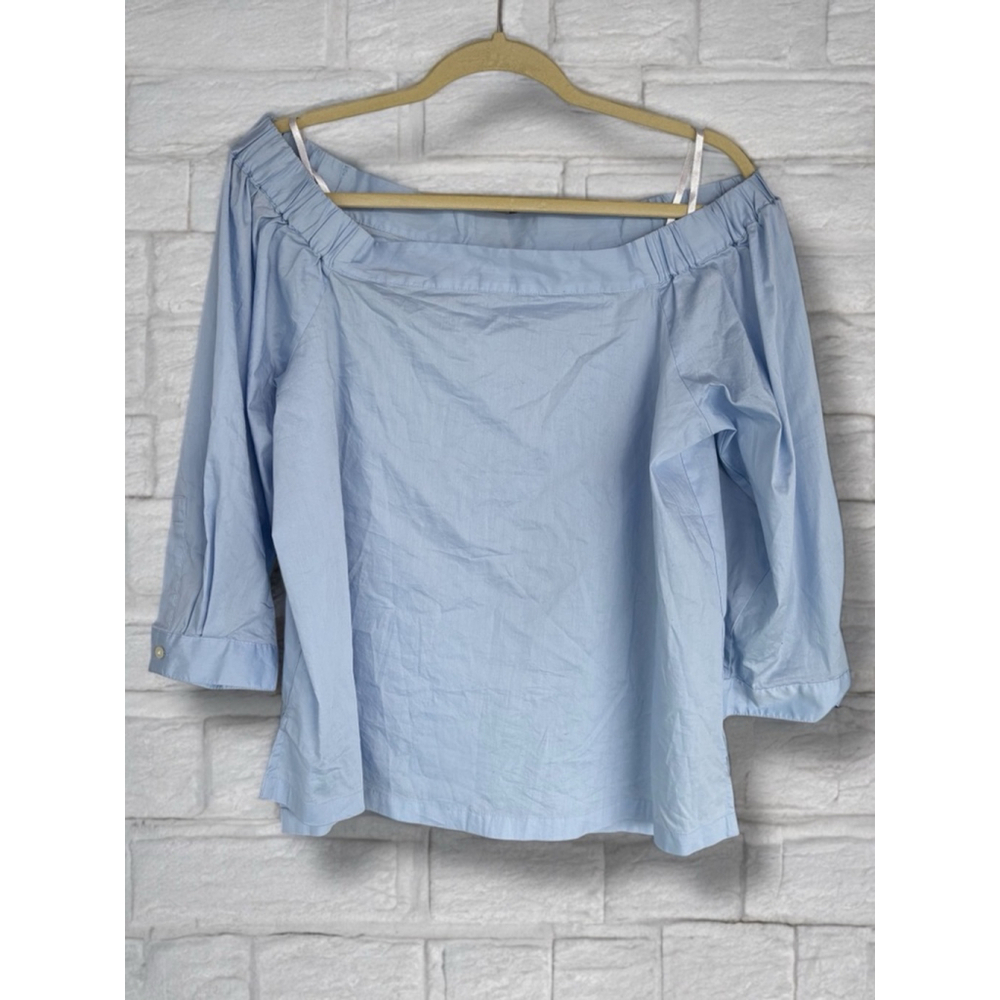 LOFT Light Blue Off-Shoulder Blouse